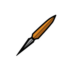 Sharp spear projects diagonally against stark white background simple image