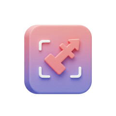 Obraz premium Dimensional Expansion Symbol for Enhanced User Interface Functionality on a Modern Gradient Backdrop Depicting Adaptability