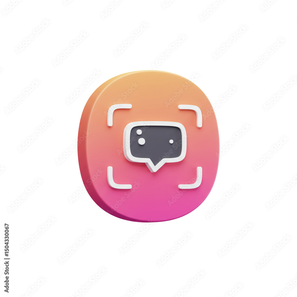 Poster captivating 3d rendering: communication icon with gradient background and camera focusing frame for 