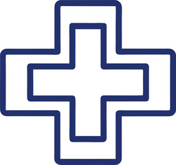 Fototapeta premium Blue outline creates two concentric cross shapes against a stark white background
