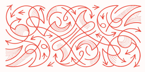 Abstract red arrow pattern intricate design