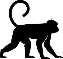 Monkey silhouette and line art vector EPS 