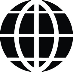 Global communication is shown by the bold black globe icon on a clean white background