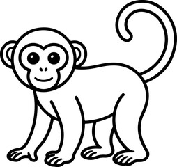 Monkey silhouette and line art vector EPS 