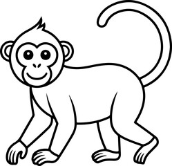 Monkey silhouette and line art vector EPS 
