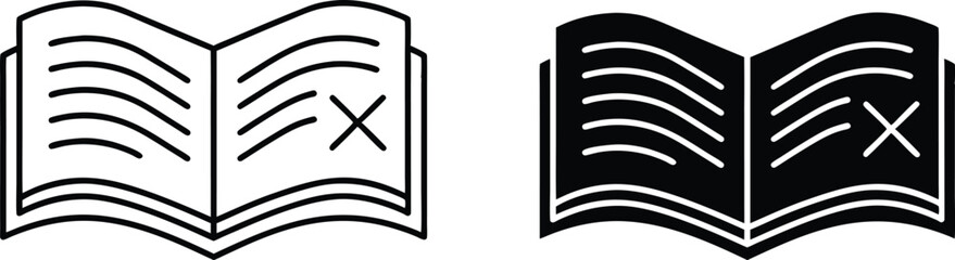 Two open book icons show a cross on right page with transparent background