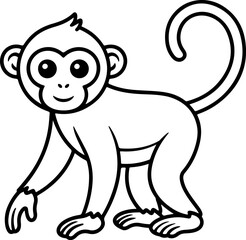 Monkey silhouette and line art vector EPS 