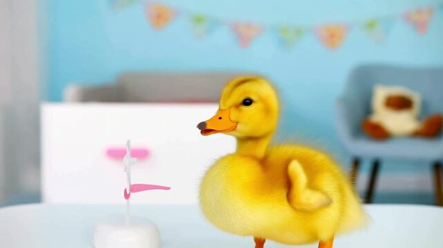 adorable duckling for kids rooms baby duckling holding a sign in slow motion