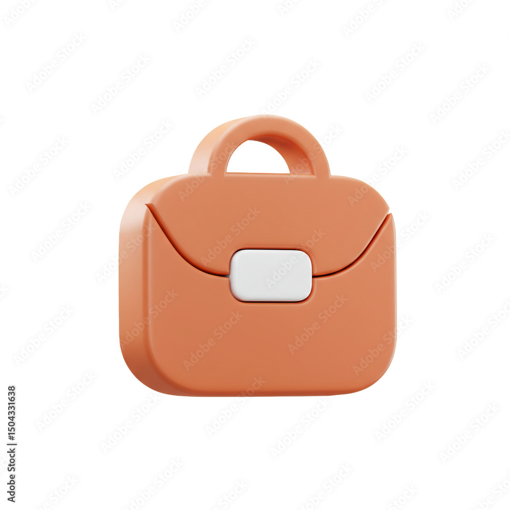 Poster charming tangerine briefcase icon rendering with subtle details, conveying professionalism and sophi