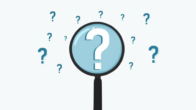 question mark and root cause analysis concept hand holding magnifying glass over large question