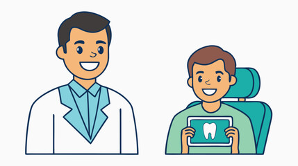 Dentist Showing a Patient an X-ray on a Tablet