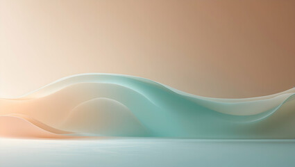 Abstract gentle flowing wavy forms in teal and peach for creative backgrounds