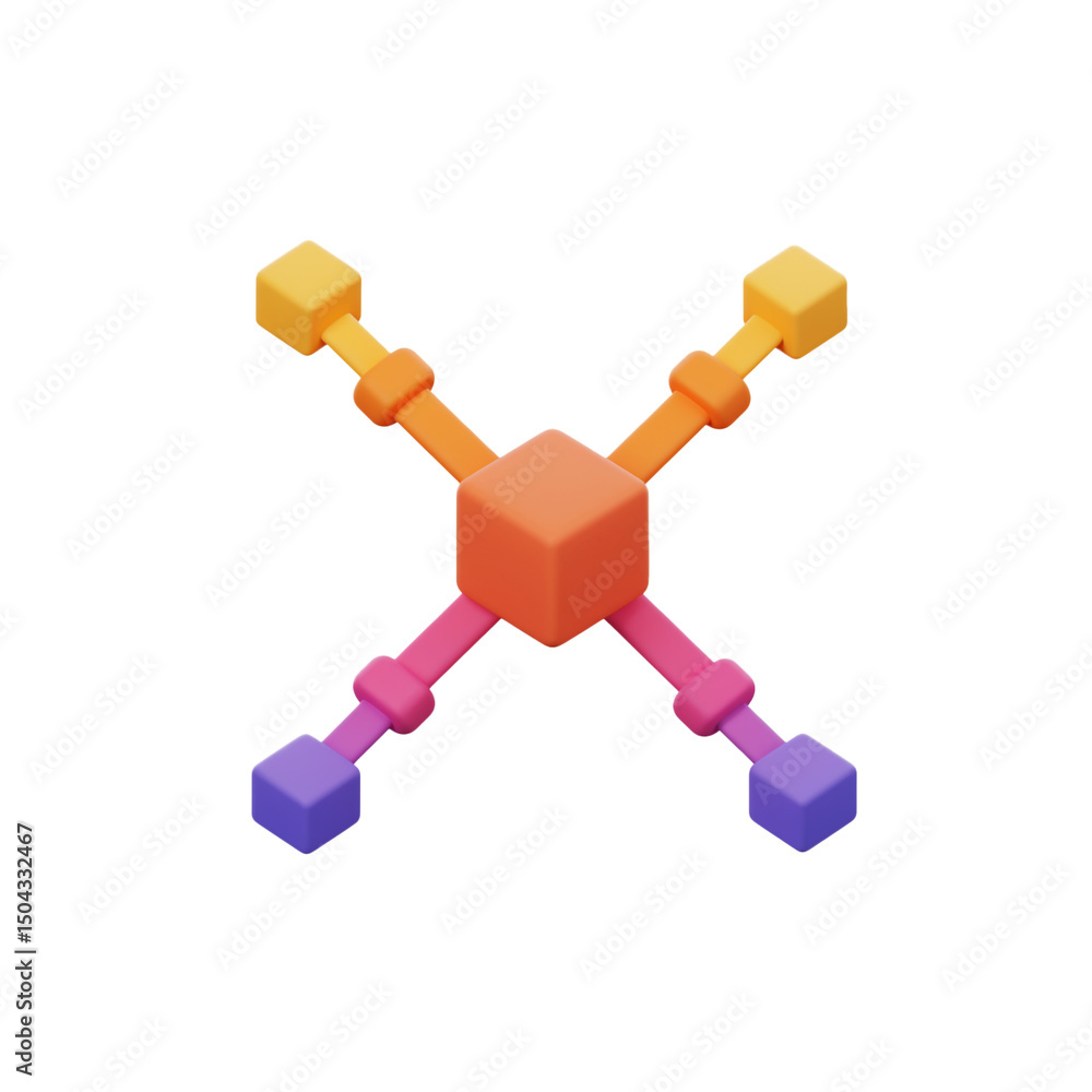 Poster vibrant geometric network illustrating connectivity and integration through abstract architectural d
