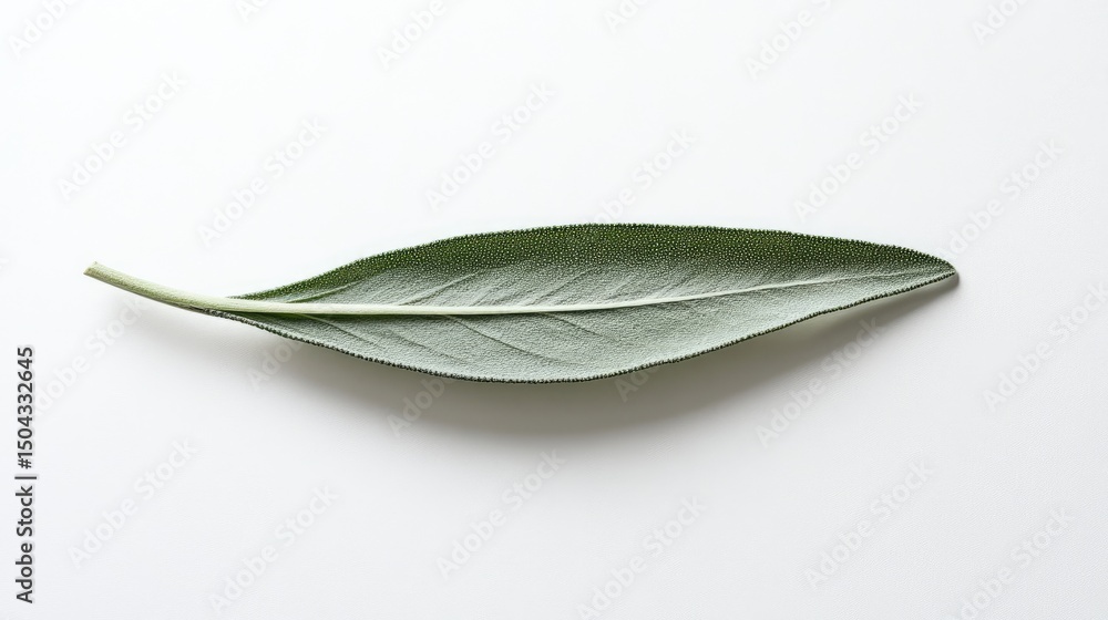 Poster close-up view of a single sage leaf.