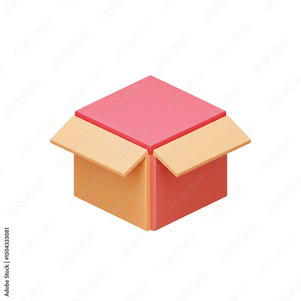 Poster isometric box rendering with a vibrant color scheme, offering a minimalist aesthetic for versatile a