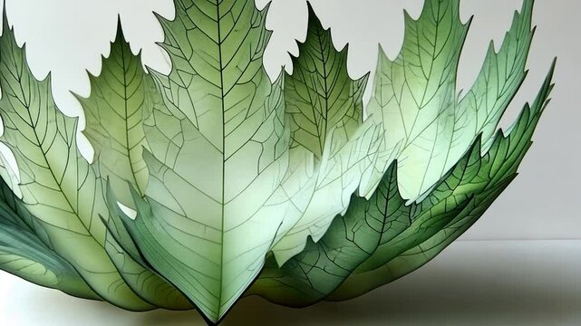 Leaf-shaped bowl, green and white