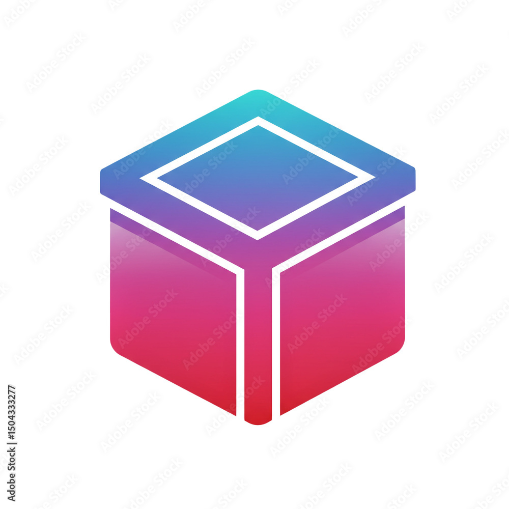 Aufkleber abstract geometric cube with vibrant color gradients creating a futuristic and modern feel, symboliz