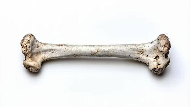 Isolated Femur Bone on White Background: A Study in Form and Texture