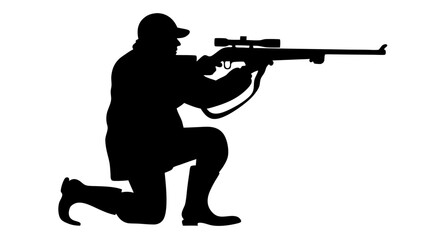 silhouette of a hunter with a gun