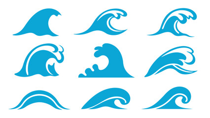 Obraz premium set of water waves vector illustration