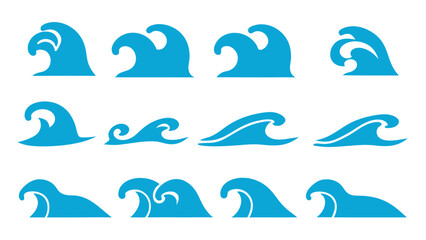 set of water waves vector illustration
