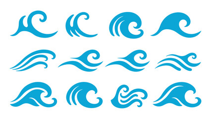 set of water waves vector illustration