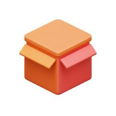 Open vibrant box design offering a glimpse inside a package with flaps revealing an inviting orange and pink interior for surprise product delivery