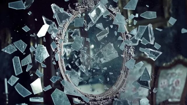 Shattered antique mirror