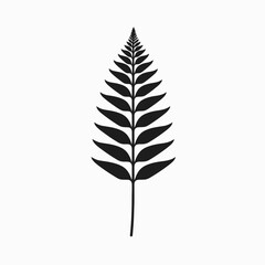 Simple symmetrical leaf black and white vector art silhouette