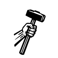 line art of man hand holding hammer