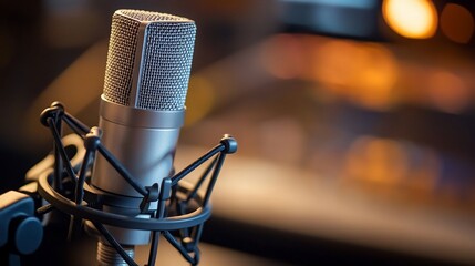 Professional studio microphone in a recording environment