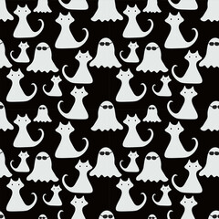 Cute hallowen vector ilustration seamless patern.Great for textile,fabric,wrapping paper,and any print.Vintages style.