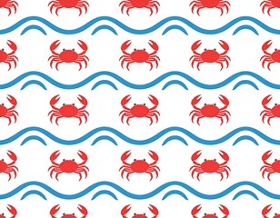 Crab pattern on waves background