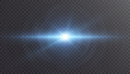 Bright radial explosion of light with blue glow and subtle lens flares on a dark background. Abstract lighting effect for sci-fi designs, space and game interfaces