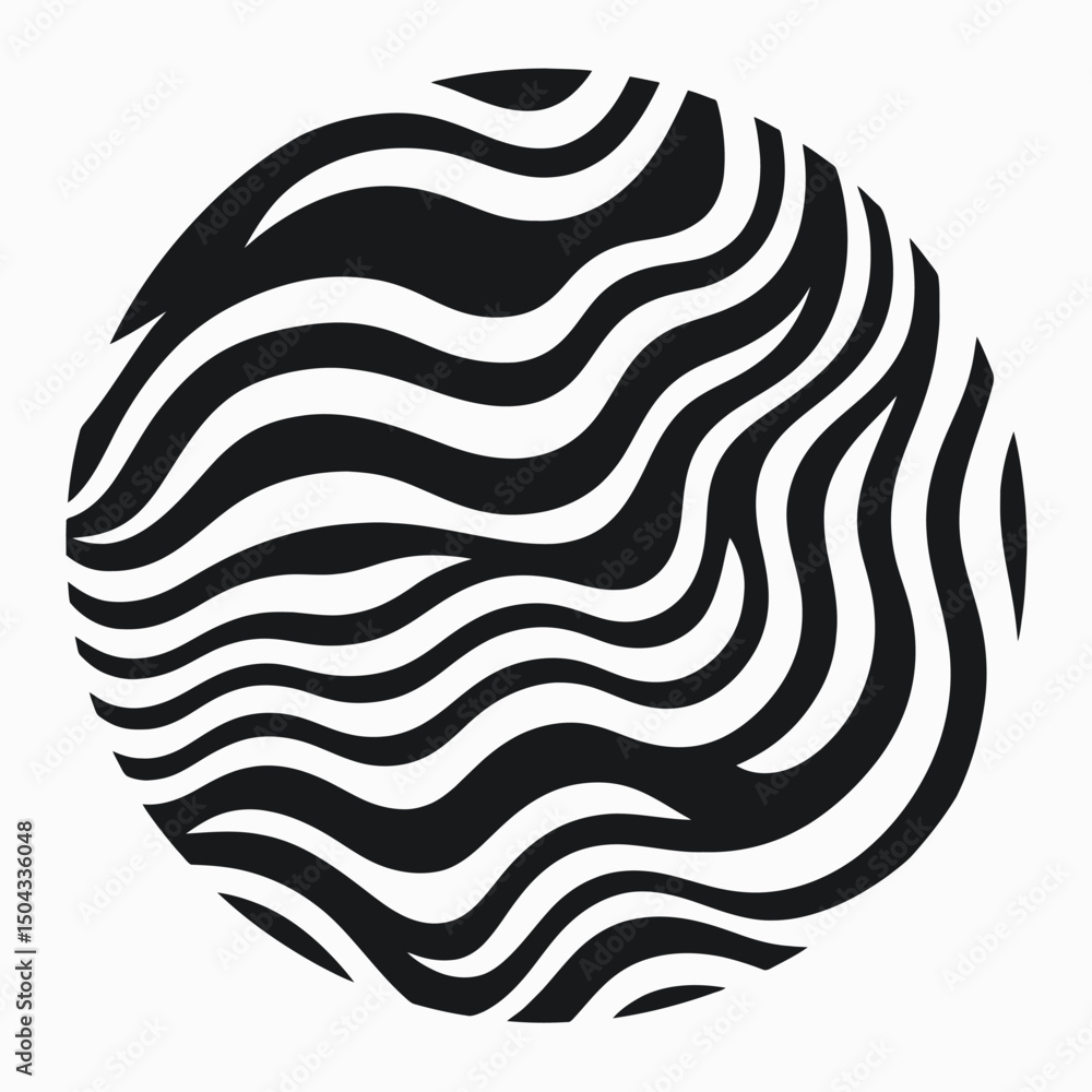 Poster abstract circular black and white fluid lines pattern creates a smooth silhouette