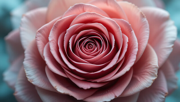 Close-Up of a Delicate Pink Rose A Stunning Floral Macro Photograph
