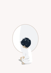 Child, Childhood, Trauma, Introvert, Alone, Mirror, Communication, Loneliness, Artwork, Vector