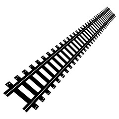 Railway Track Icon Set Vector Design on White Background. Railway Line, Rails Symbol, Train Tracks Sign, Railroad Pictogram, Railroad elements set, Railroads curved straight, traffic sign,seps10, 1111