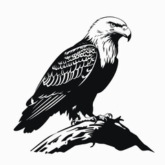 Fototapeta premium Eagle bald vector bird illustration wildlife animal nature predator drawing graphic design black white art silhouette