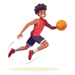 Dynamic Young Basketball Player in Action A Vibrant Illustration
