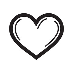 A simple black outline illustration of a heart, conveying love and affection.