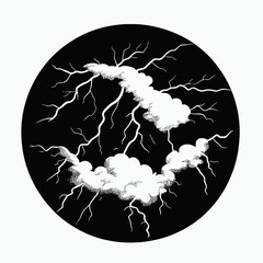 Lightning storm clouds black and white weather sky thunderbolt dramatic energy power nature illustration silhouette
