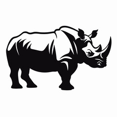 Rhinoceros illustration black and white rhino wildlife animal mammal nature safari african art design graphic silhouette