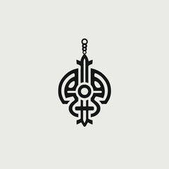 Sword shield logo design vector illustration abstract modern symbol graphic emblem badge icon art sign silhouette