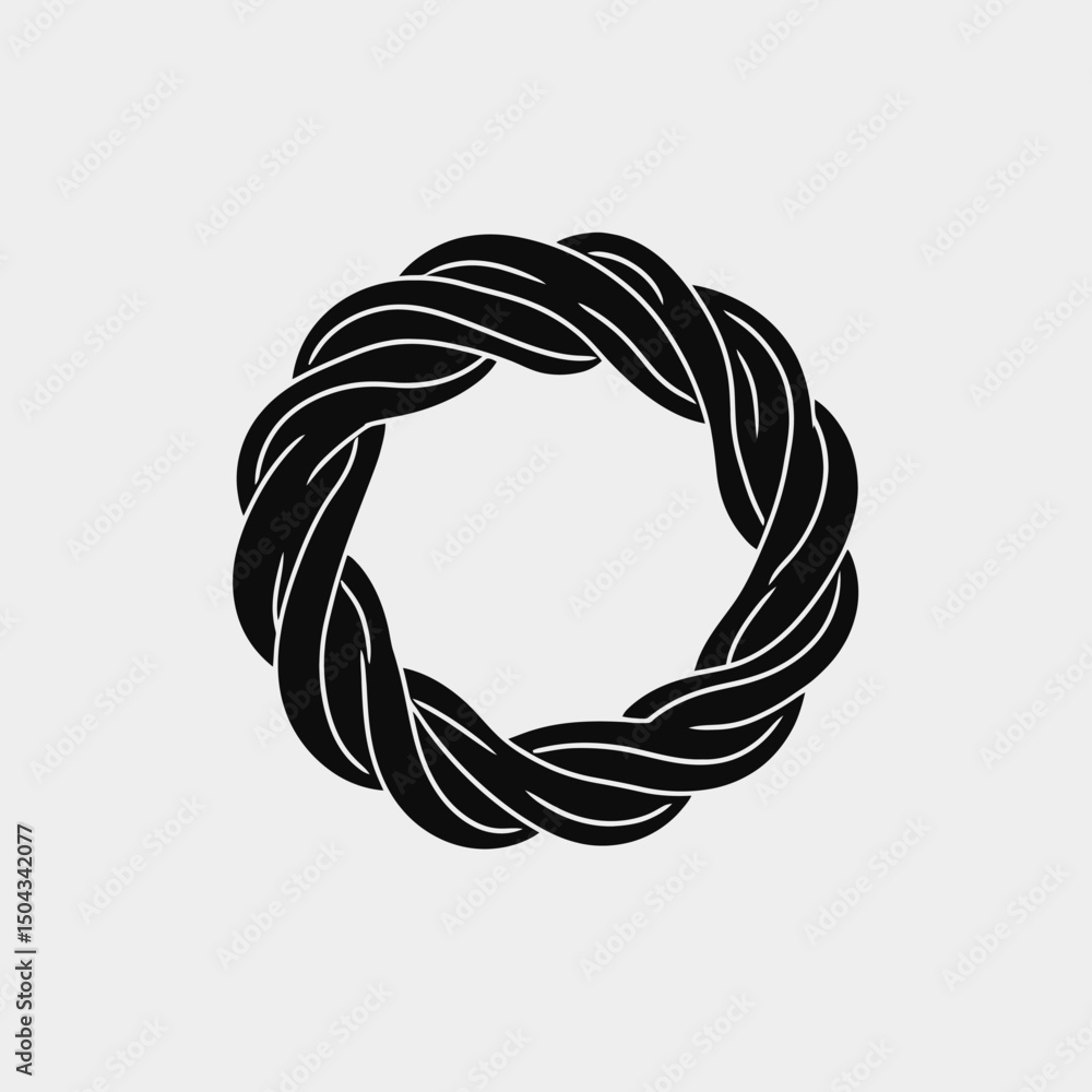 Aufkleber braid knot rope circle twisted loop black design graphic vector illustration pattern abstract art sh