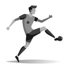 Dynamic Soccer Player Illustration Monochromatic Action Shot of a Footballer in Motion