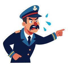 Angry Ship Captain Illustration Vector Cartoon of a Furious Sailor Pointing Accusatorily