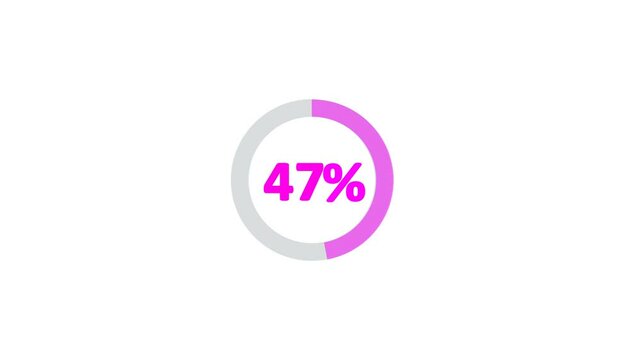 animated 50% pie chart video on white background &ndash; half circle segment animation, minimal circular info graphic, percentage data visualization, modern graph design.