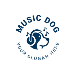 vector illustration of a music and dog logo design