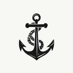 Anchor nautical sea ocean marine navy ship boat rope maritime symbol sailing travel black graphic silhouette